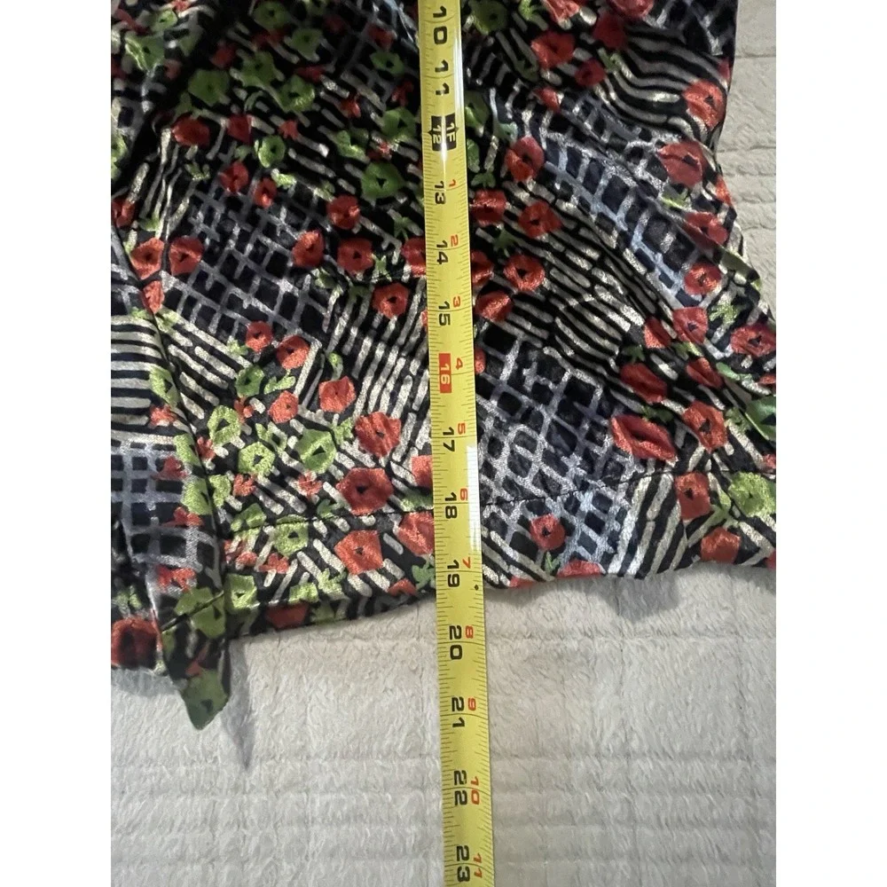 Ettitwa Anthropologie Velvet Wrap Blazer Jacket Size 12 Red Poppy‎ Black Crop